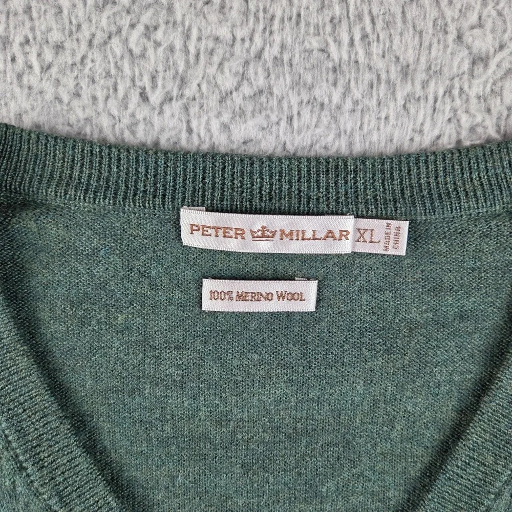 Peter Millar‎ Crown Soft Sweater Mens XL Green Merino Wool Pullover Lightweight